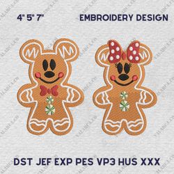 Gingerbread Cartoon Embroidery File, Christmas Gingerbread Mouse Embroidery Machine Design, Instant Download
