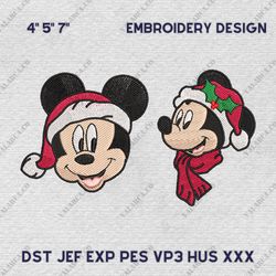 Santa Mouse Embroidery Design, Christmas Mouse Head Embroidery Machine Design, Instant Download