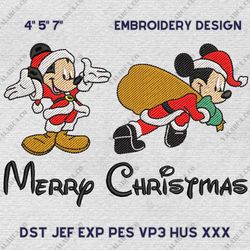 Christmas Cartoon Mouse Embroidery File, Cartoon Movie Embroidery File, Merry Christmas Embroidery File, Instant Downloa