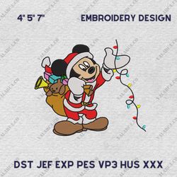 Cartoon Movie Embroidery File, Merry Christmas Embroidery File, Cartoon Mouse Santa Embroidery Design, Instant Download