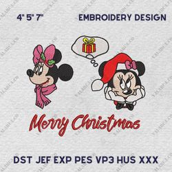 Merry Christmas Embroidery Machine File, Cartoon Movie Embroidery File, Christmas Cartoon Mouse File, Instant Download