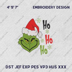 Green Monster Hohoho Happy Christmas Embroidery Design, Christmas 2023 Embroidery Design For Shirt, Instant Download