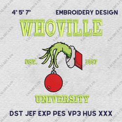 Whoville Embroidery Designs, Est 1957 Embroidery Files, Christmas Embroidery Designs, Instant Download