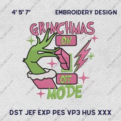 Greench Mode On Embroidery File, Retro Pink Christmas Embroidery Machine Design, Instant Download