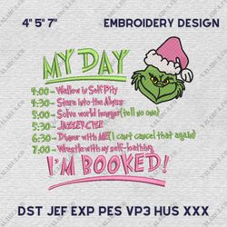 My Day Im Booked Embroidery Machine Design, Pink Greenchmas Embroidery Machine Design, Instant Download
