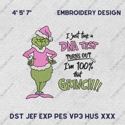 Christmas Green Monster Embroidery Design, I'm 100 That Greench Embroidery File, Instant Download