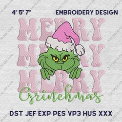 Green Monster Christmas Embroidery Design, Merry Grinchmas Embroidery Machine Design, Instant Download