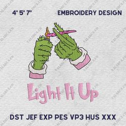 Retro Pink Greench Embroidery Design, Light It Up Greench Embroidery Machine Design, Instant Download