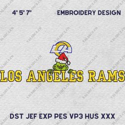 NFL Grinch Los Angeles Rams Embroidery Design, NFL Logo Embroidery Design, NFL Embroidery Design, Instant Download