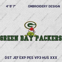 NFL Grinch Green Bay Packers Embroidery Design, NFL Logo Embroidery Design, NFL Embroidery Design, Instant Download