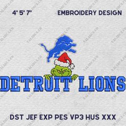 NFL Grinch Detruit Lions Embroidery Design, NFL Logo Embroidery Design, NFL Embroidery Design, Instant Download
