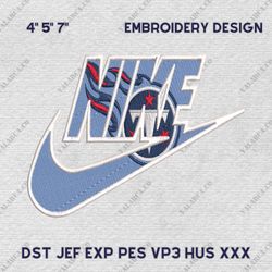 NIKE NFL Tennessee Titans, Logo Embroidery Design, NIKE NFL Logo Sport Embroidery Machine Design, Famous Football Team