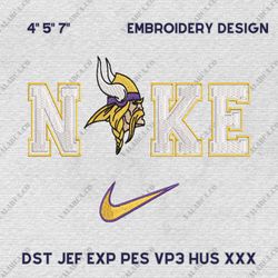 NIKE NFL Minnesota Vikings, Logo Embroidery Design, NIKE NFL Logo Sport Embroidery Design, Famous Football Team