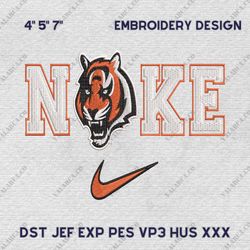 NIKE NFL Cincinnati Bengals, Logo Embroidery Design, NIKE NFL Logo Sport Embroidery Design, Famous Football Team
