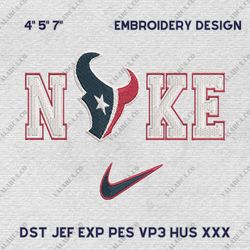 NIKE NFL Houston Texans, Logo Embroidery Design, NIKE NFL Logo Sport Embroidery Design, Famous Football Team