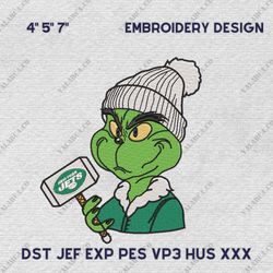 NFL New York Jets, Grinch NFL Embroidery Design, NFL Team Embroidery Design, Grinch Embroidery Design, Instant Download