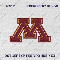 NCAA Minnesota Golden Gophers, NCAA Team Embroidery Design, NCAA College Embroidery Design, Logo Team Embroidery Design,