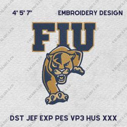 NCAA Florida International Panthers, NCAA Team Embroidery Design, NCAA College Embroidery Design, Logo Team Embroidery D