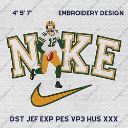 NFL Aaron Rodgers, Nike NFL Embroidery Design, NFL Team Embroidery Design, Nike Embroidery Design, Instant Download