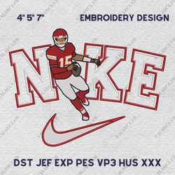 NFL Patrick Mahomes, Nike NFL Embroidery Design, NFL Team Embroidery Design, Nike Embroidery Design, Instant Download