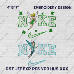 Nike Couple Tinkerbell and Periwinkle Embroidery Design, Tinkerbell Couple Nike Embroidery Design, Disney Movie Nike Emb