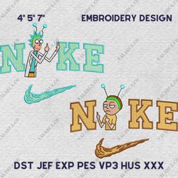 Nike Couple Rick And Morty Embroidery Design, Hot Movie Couple Nike Embroidery Design, Cute Nike Embroidery File