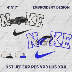 Dominic Toretto Brian Fast And Furious Nike Embroidered Design, Nike Cartoon Movie Couple Embroidery Design