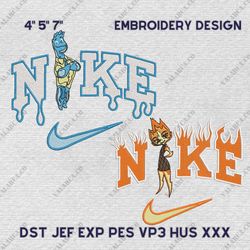 Nike Ember And Wade Embroidery Design, Elemental Couple Nike Embroidery Design, Disney Movie Nike Embroidery File
