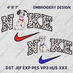 Nike Pongo and Perdit Embroidery Design, Dogs Couple Nike Embroidery Design, Disney Movie Nike Embroidery File