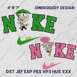 Nike Cosmo and Wanda Embroidery Design, Fairly Odd Parents Couple Nike Embroidery Design, Movie Nike Embroidery File