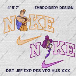 Nike Hercules and Megara Embroidery Design, Couple Nike Embroidery Design, Disney Movie Nike Embroidery File