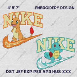 Nike Pokemon Embroidery Design, Pikachu Couple Nike Embroidery Design, Cartoon Movie Nike Embroidery File