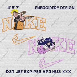 Nike Naruto and Hinata Embroidery Design, Naruto Couple Nike Embroidery Design, Anime Nike Embroidery File