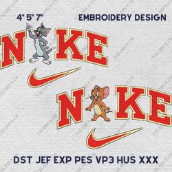 Nike Tom And Jerry Embroidery Design, Cat And Mouse Couple Nike Embroidery Design, Movie Nike Embroidery File