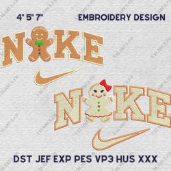 Nike Couple Ginger Cookie Embroidery Design, Couple Nike Embroidery Design, Cookie Nike Embroidery File