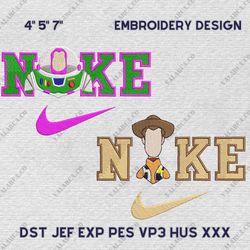 Nike Woody And Buzz Lightyear Embroidery Design, Toy Couple Nike Embroidery Design, Disney Movie Nike Embroidery File
