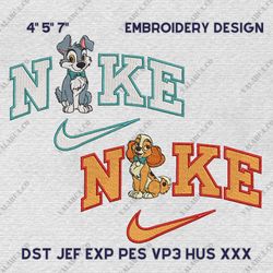 Nike Dogs Couple Design, Animal Movie Couple Nike Embroidery Design, Disney Cartoon Movie Nike Embroidery File0