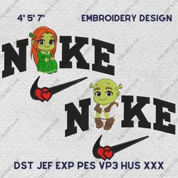 Nike Princess And Prince Embroidery Design, Sharks Couple Nike Embroidery Design, Disney Cartoon Movie Nike Embroidery
