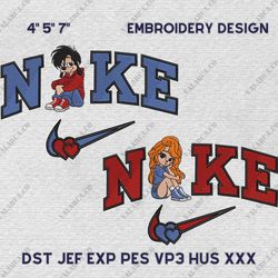 Nike Max And Roxanne Embroidery Design, Goofy Couple Nike Embroidery Design, Disney Cartoon Movie Nike Embroidery File