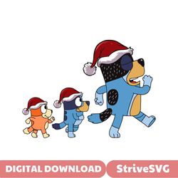 Christmas Bluey Family Santa Hat SVG Digital Cricut File