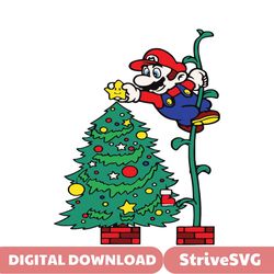 Funny Super Mario Christmas Tree SVG Graphic Design File