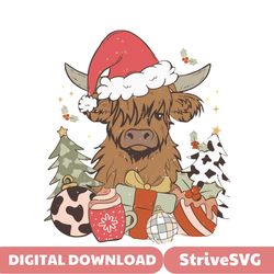 Highland Cow Christmas Santa Gift SVG Digital Cutting File