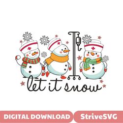 Retro Let it Snow Nurse Snowman SVG Cutting Digital File