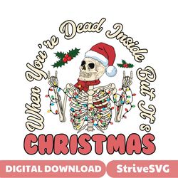 Dead Inside Christmas Lights Skeleton SVG