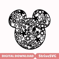 Mickey Head  Mickey Floral Flowers  Mouse Mouse  Plotter File  SVG  SVG Download File  Plotter File