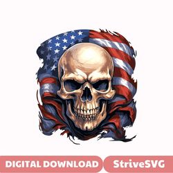 American Flag Skull Svg Png Eps, Commercial use Clipart Vector Graphics for Wall Art, Sublimation, Print on Demand, 4th
