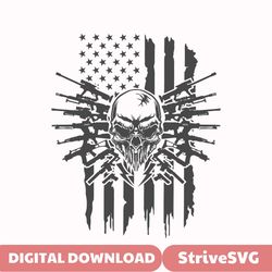 US Skull and Guns Svg