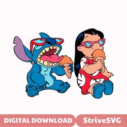 Lilo and Stitch Svg, Cute Friends Svg, Lilo and Stitch Clipart, Lilo and Stitch ce Cream Cut File, Sticker Svg, Eps Dxf
