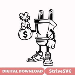 Electrical Plug Money Bag SVG | Hip Hop Rapper Gangster Svg | Scar Face Bandage Rich Savage | Electric Plug Svg | Clipar