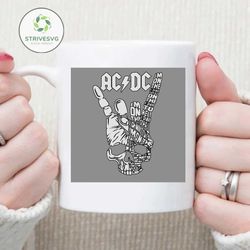 ACDC Im On The Highway To Hell Stop Rock And Roll Hand Sign Skull Rock Hand Svg